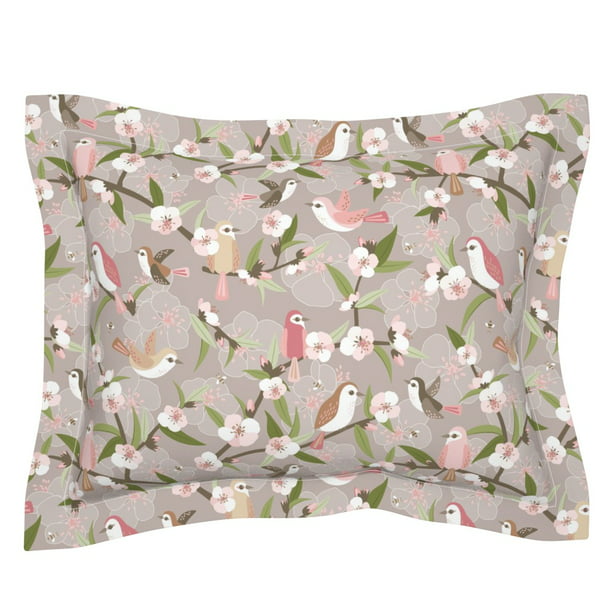 Birds Bird Floral Pink Turquoise 100% Cotton Sateen Sheet Set by Roostery 